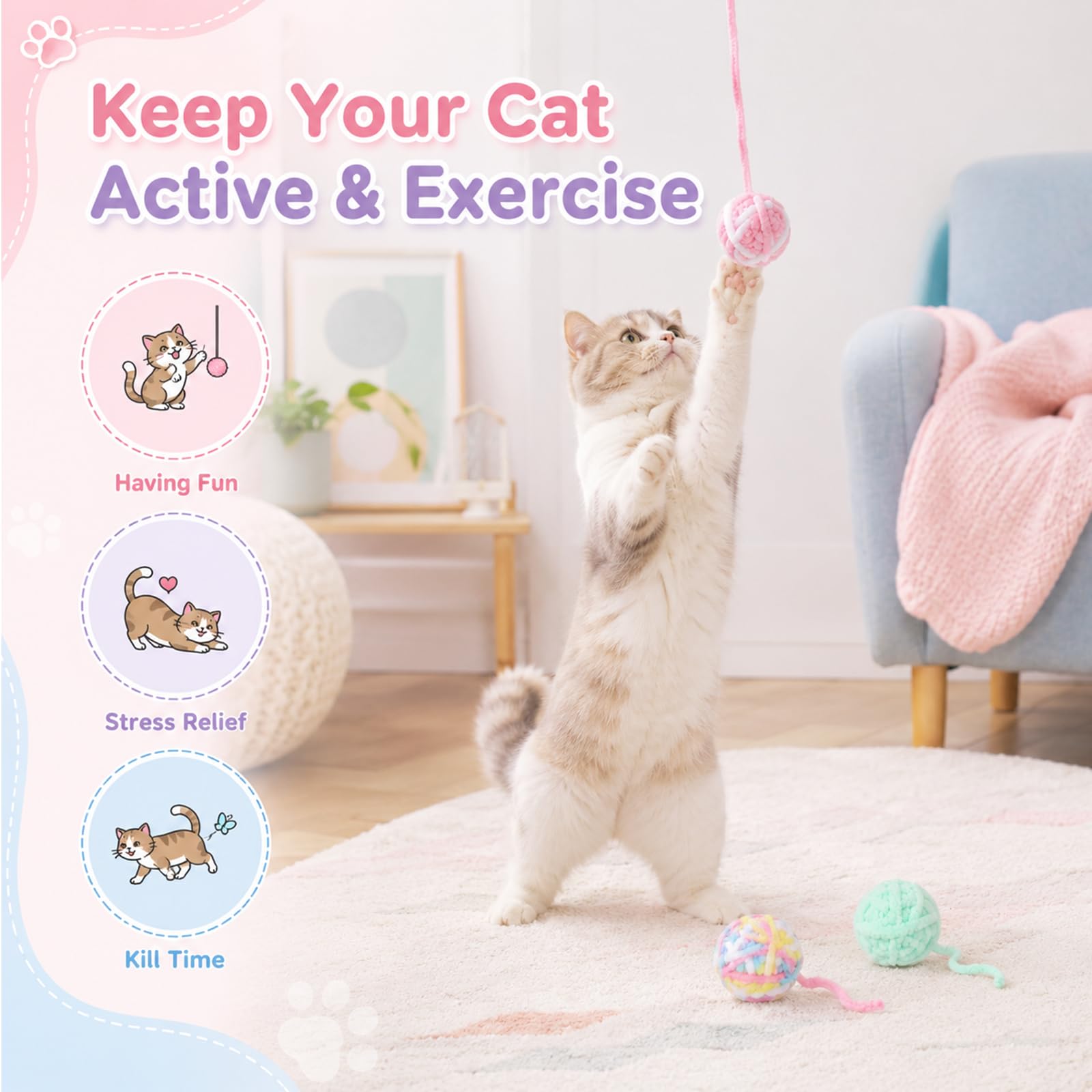 Cat Toys Balls Woolen Yarn Cat - Catnip Toys บทวิจารณ์และราคา