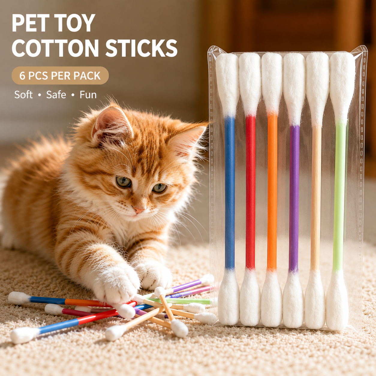 6PCS Felt Cotton Swab Shaped C - Catnip Toys บทวิจารณ์และราคา