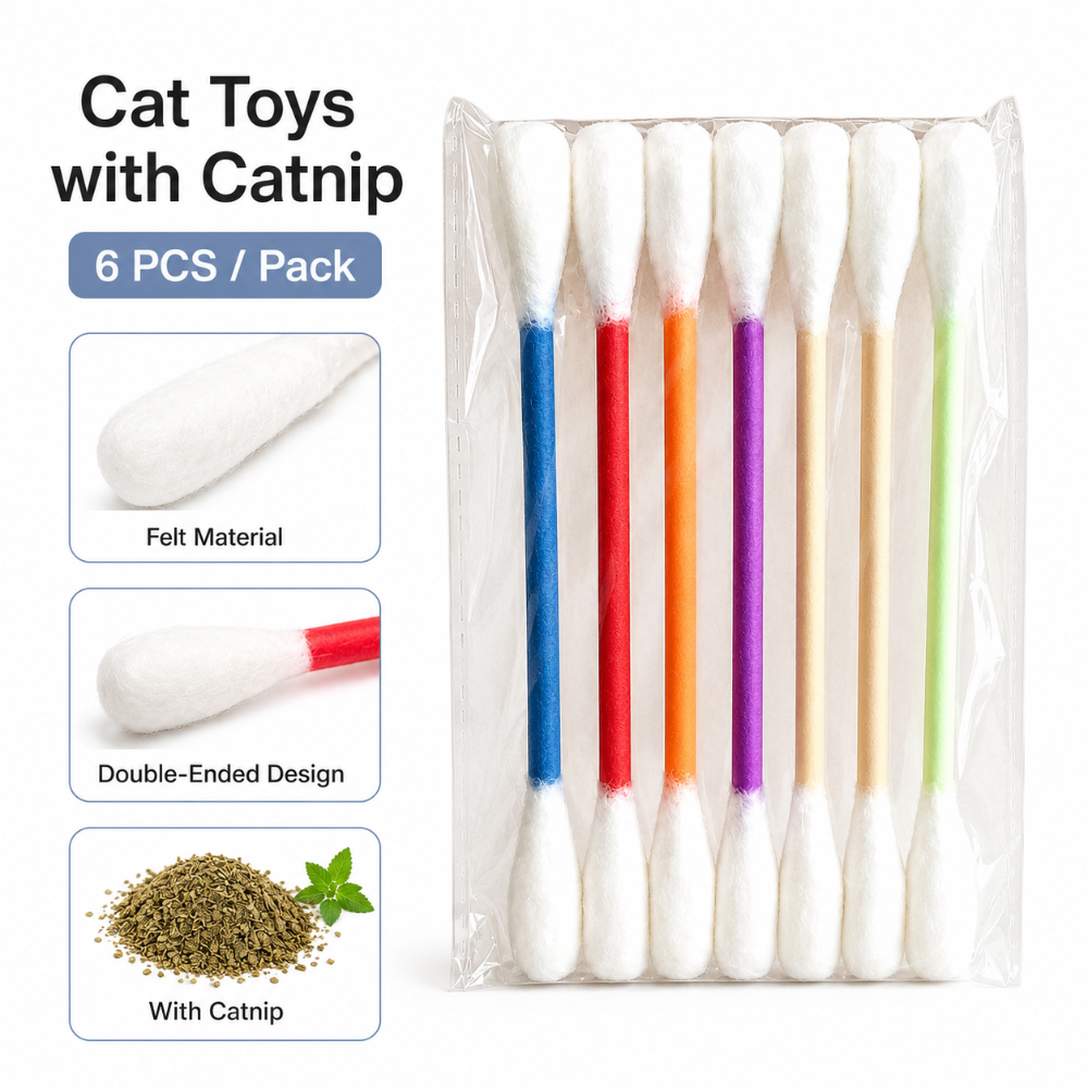 6PCS Felt Cotton Swab Shaped C - Catnip Toys บทวิจารณ์และราคา