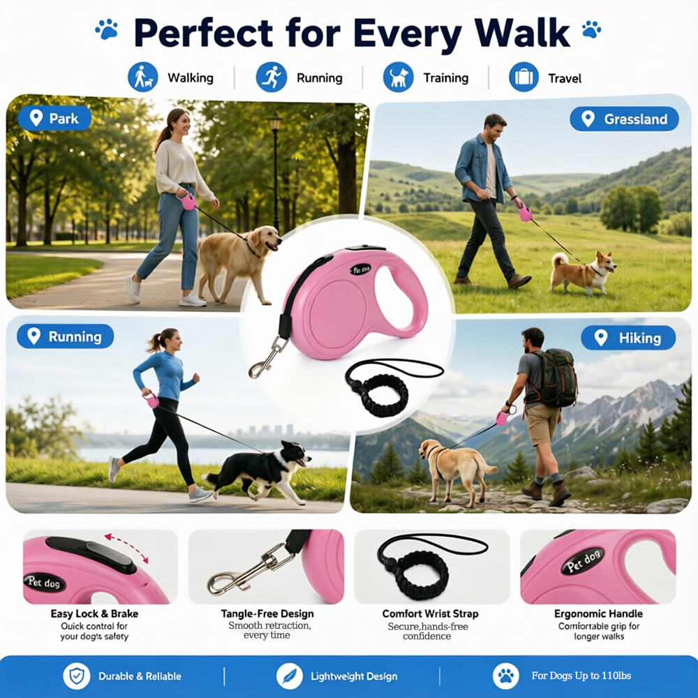 2pc 3m 5m Retractable Leash wi - Retractable Dog Leash บทวิจารณ์และราคา