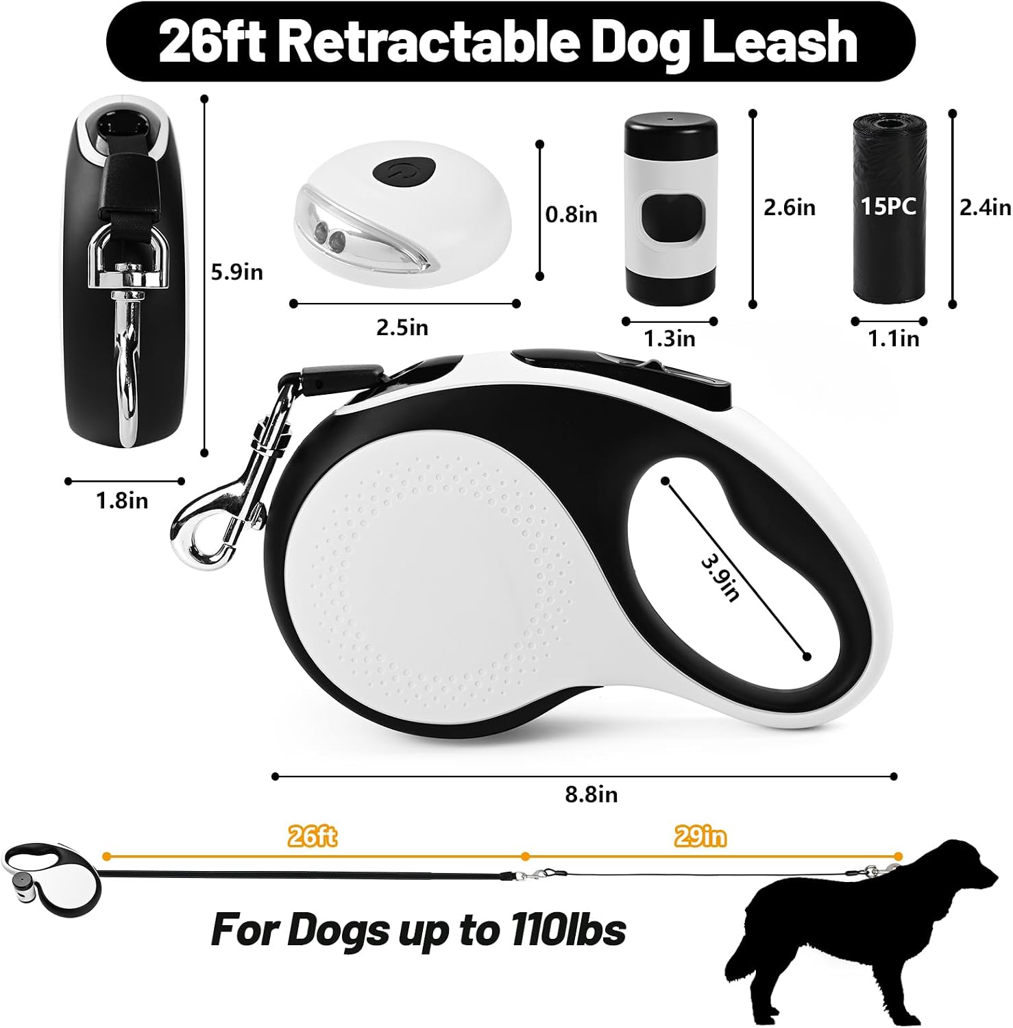 26ft Retractable Dog Leash for - Retractable Dog Leash บทวิจารณ์และราคา